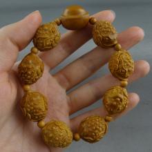 橄榄核雕文玩 郁松金蟾 手串