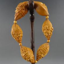 橄榄核雕 阿建 藏式财神 手串