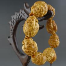 苏工核雕 郁松 财神 手串