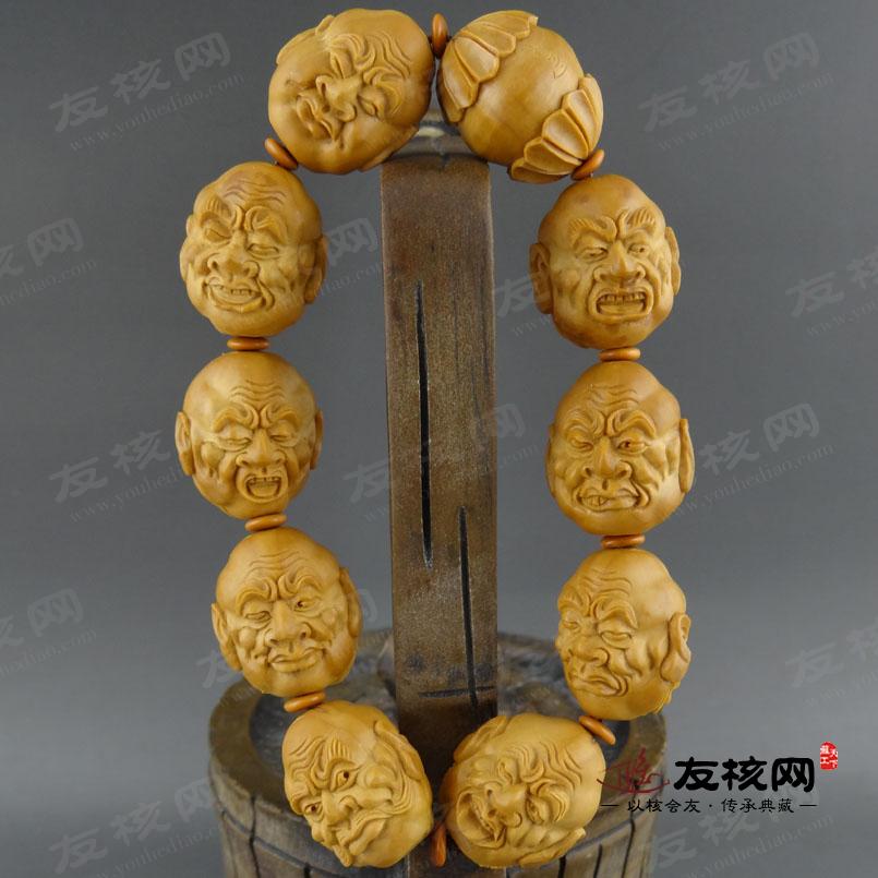 陈刚 双面十八罗汉手串橄榄核雕