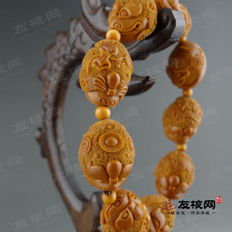 高梅 金蟾手串橄榄核雕 侧面图