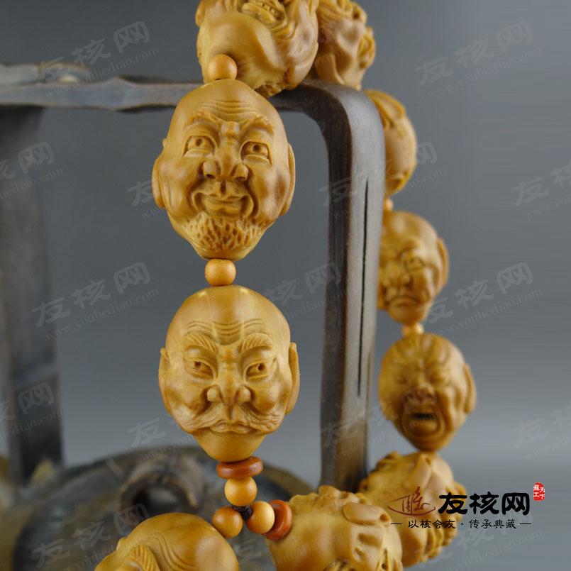 高梅 双面十八罗汉手串橄榄核雕 侧面图