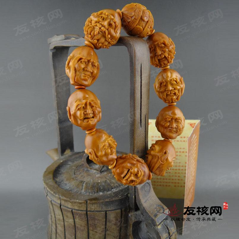 橄榄胡核雕帅斌 双面十八罗汉手串 证书图