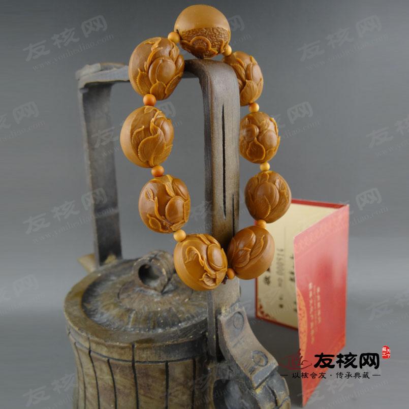 橄榄核雕 事事如意郁松苏工手串 证书图