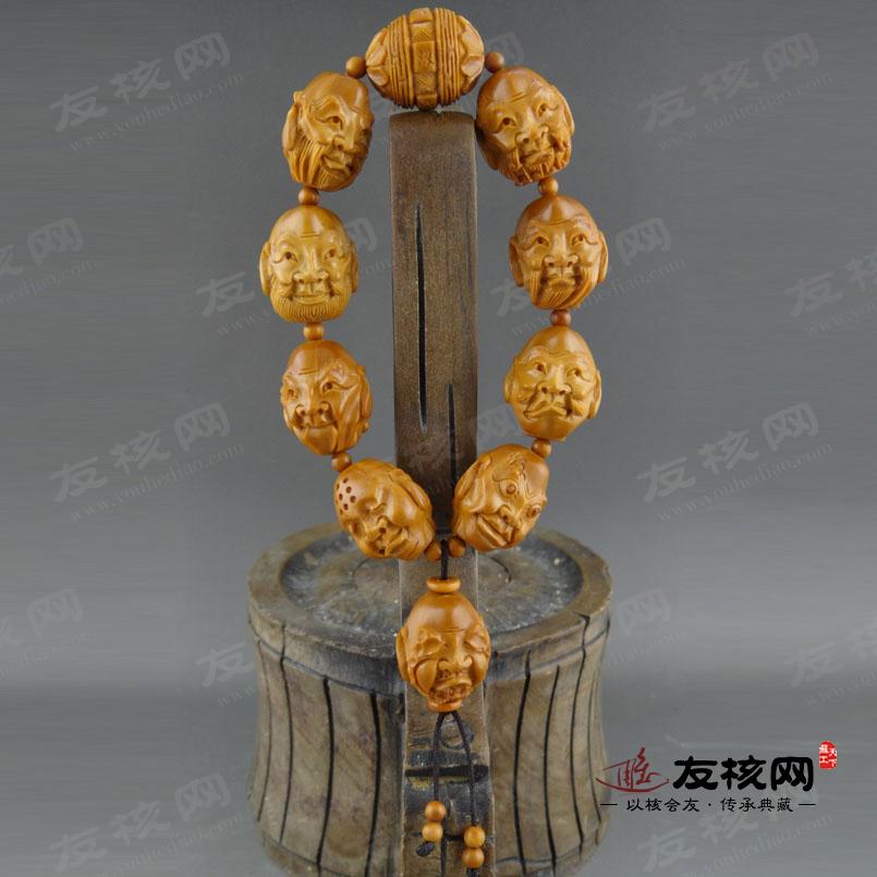 橄榄胡核雕 夏菲双面十八罗汉手串 背面图
