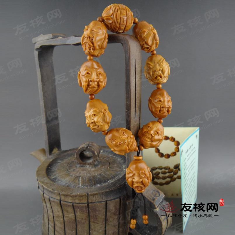 橄榄胡核雕 夏菲双面十八罗汉手串 证书图