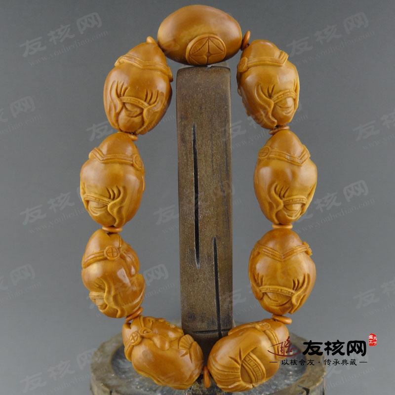 橄榄核雕文玩 朱学东财神手串苏工 背面图