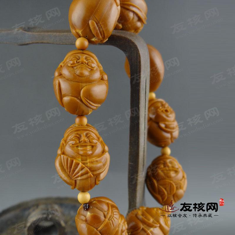 橄榄核雕文玩 李强八大财神手串链 侧面图