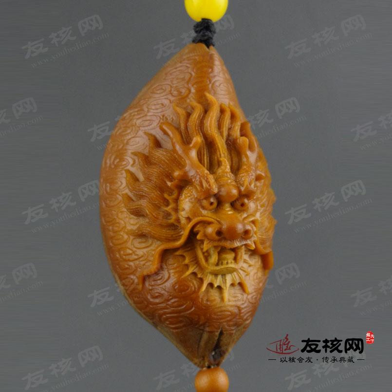 橄榄核核雕 海风龙头单籽苏工精品 侧面图