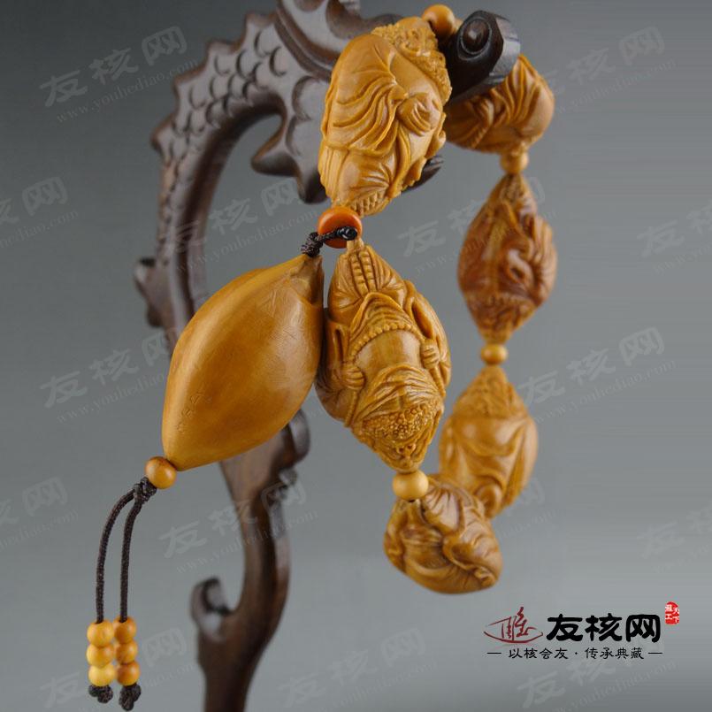 橄榄核雕文玩 丁正龙达摩手串苏工 落款图