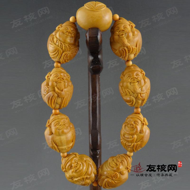 橄榄核文玩手串 赵晗八大财神 正面
