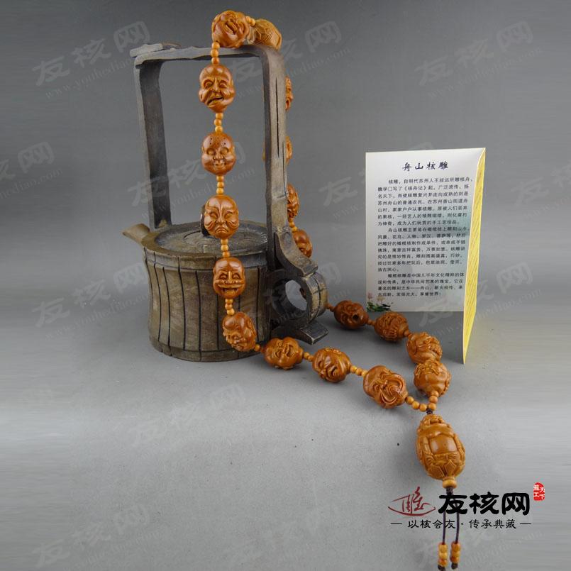 苏工橄榄核雕 乔小静单面十八罗汉 证书