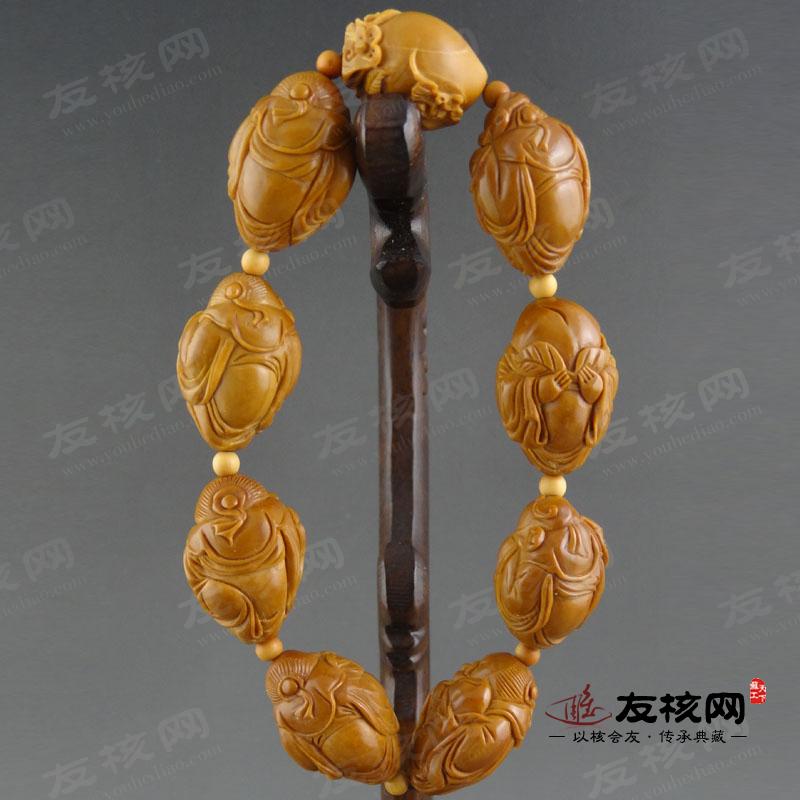 郁松寿星 苏工核雕文玩手串 背面