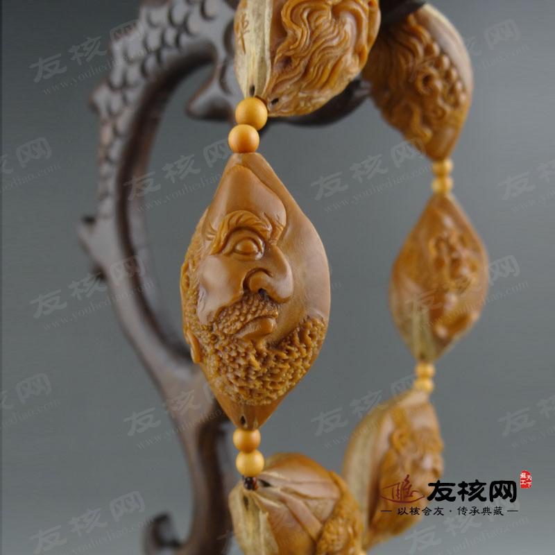 袁清华达摩手串 苏工橄榄核雕 侧面