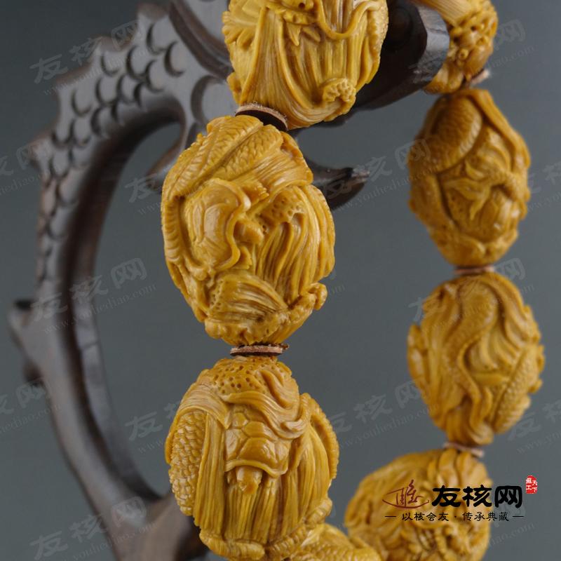 苏工橄榄核雕 陈诗贵 貔貅 手串 侧面