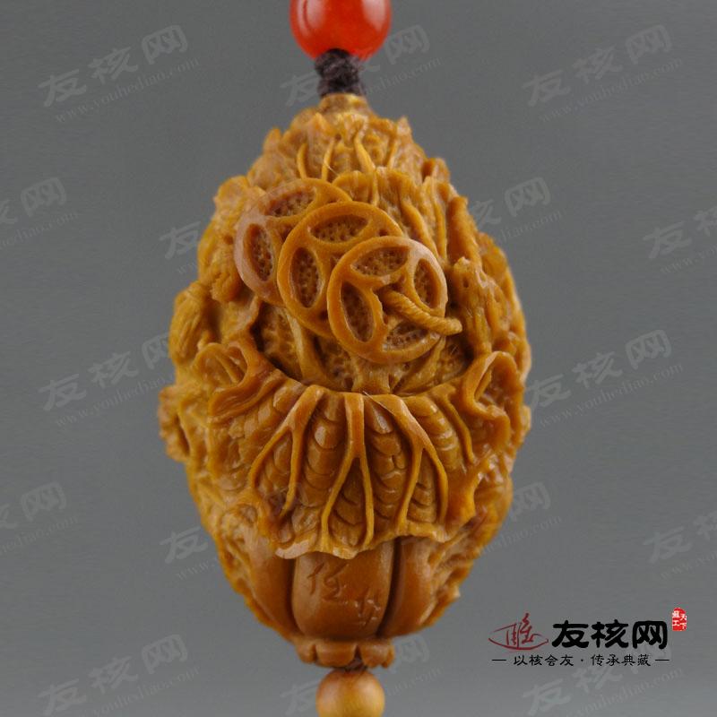 陈任华数财 橄榄核雕文玩单籽 落款