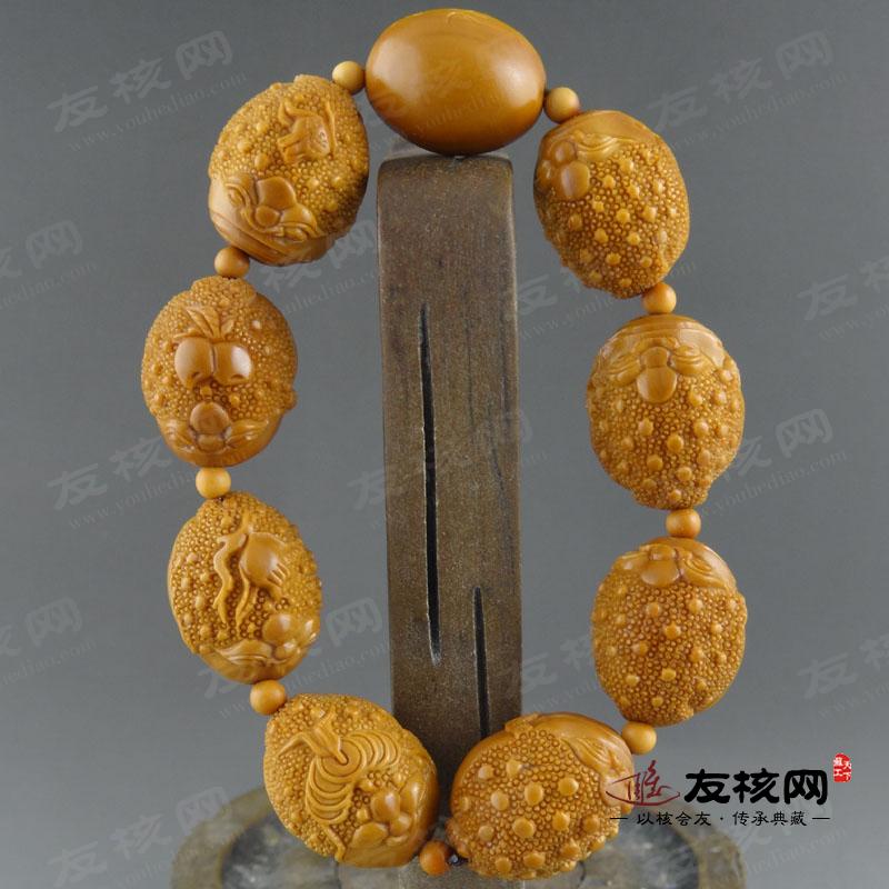 橄榄核雕文玩 秋实金蟾手串苏工 正面
