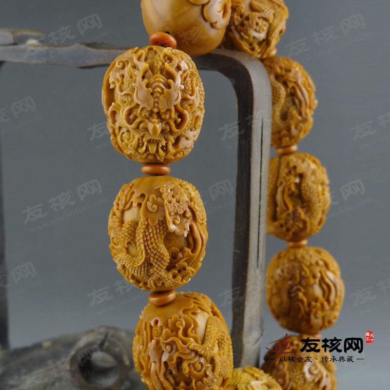 苏工橄榄核雕 江学峰九龙手串 细节