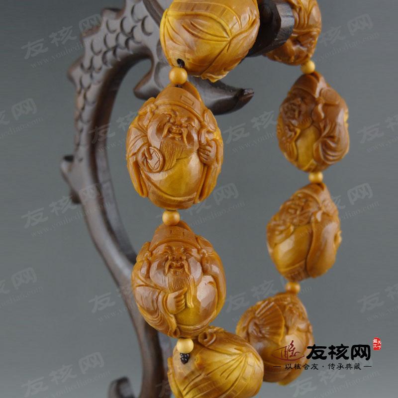 橄榄核雕 严智靖 八大财神手串 细节