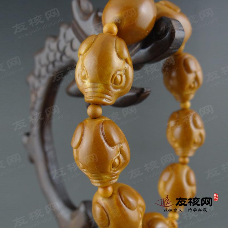苏工橄榄核雕 周怡洁 小猪 手串 细节图
