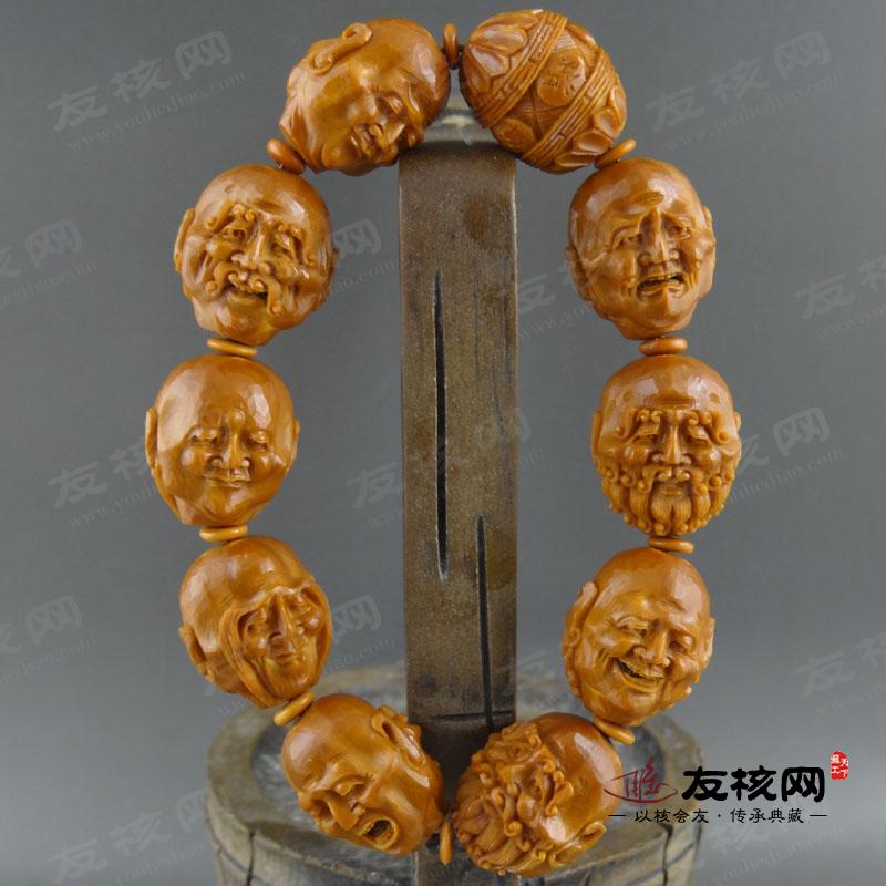 橄榄核雕 帅斌 十八罗汉 手串 文玩 正面