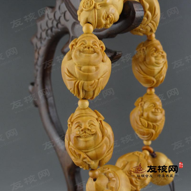 苏工橄榄核雕 怡洁 小财神 手串 侧面