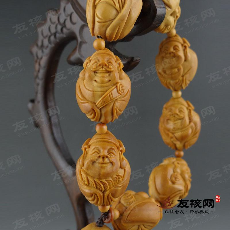 苏工橄榄核雕 怡洁 小财神 手串 侧面