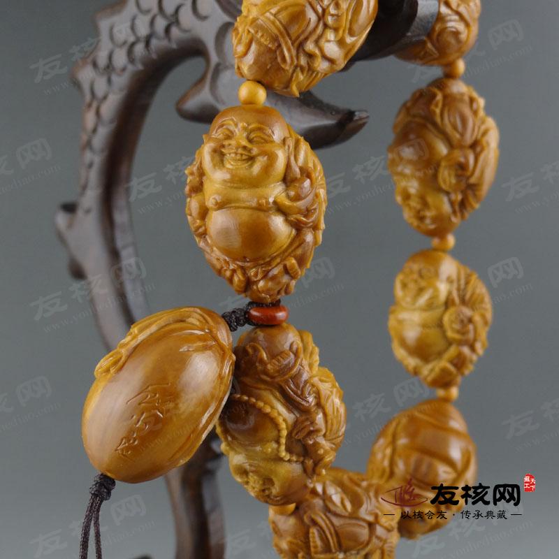 顾小良 八宝弥勒 橄榄核手串 落款