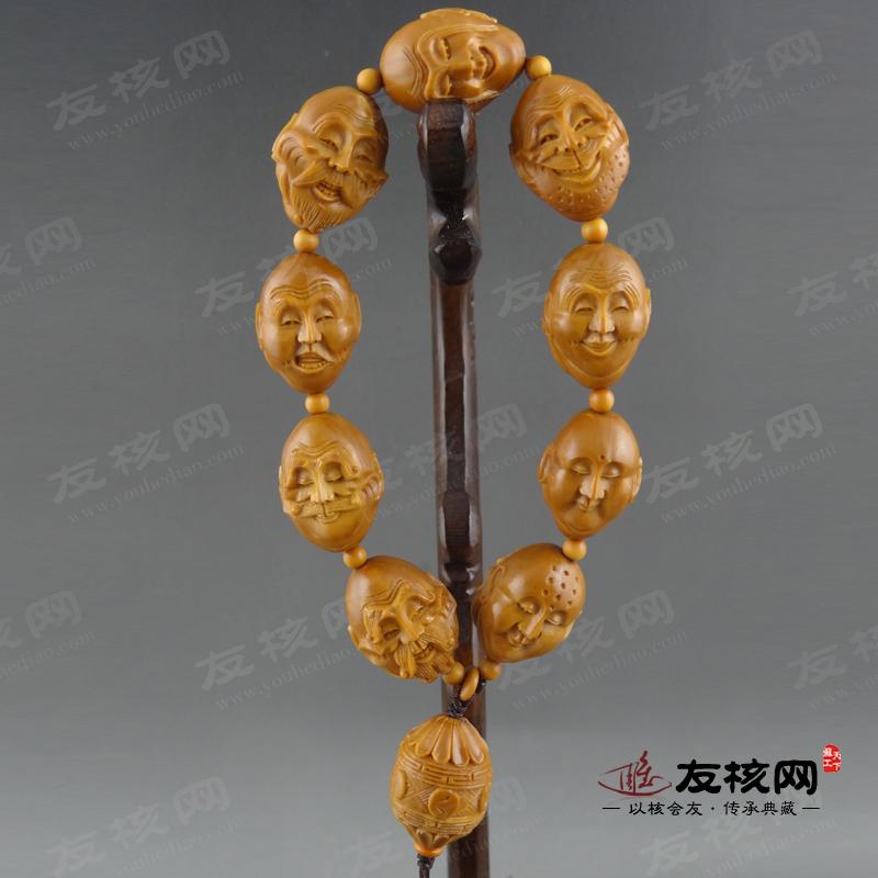 橄榄核雕 赵晗 双面十八罗汉 手串 文玩 细节