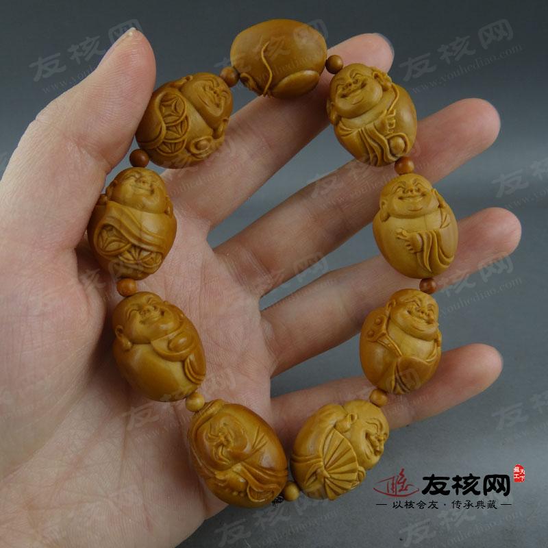 侯爵 小弥勒 橄榄核文玩手串 细节