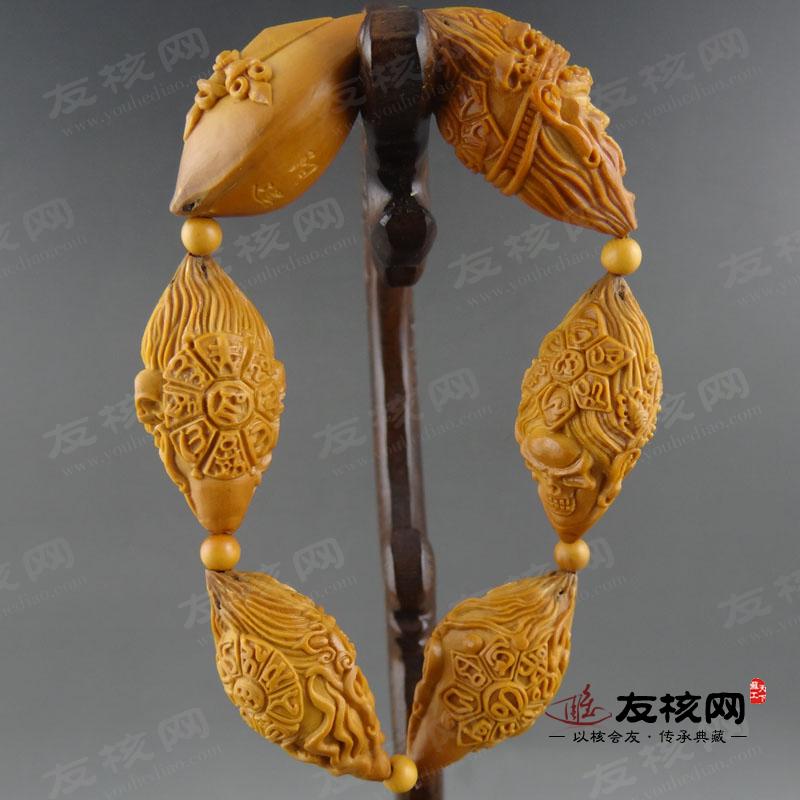橄榄核雕 阿建 藏式财神 手串 文玩 背面