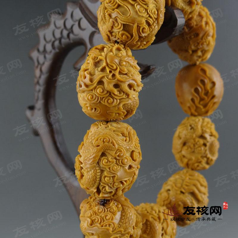 九龙 手串 橄榄核雕 细节