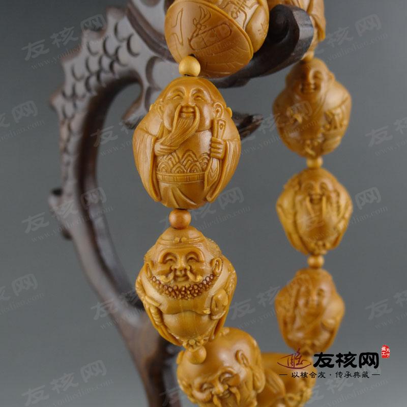 虞伟东 八仙 苏工橄榄核雕手串 细节