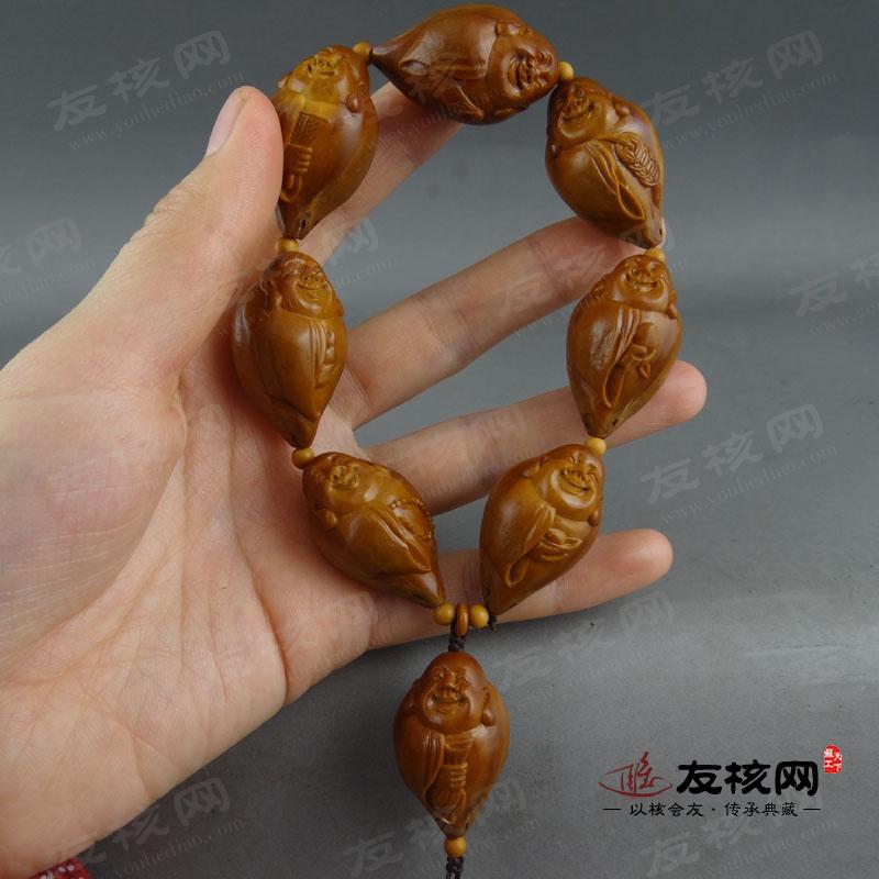 秋实 八宝弥勒 橄榄核 手串 细节