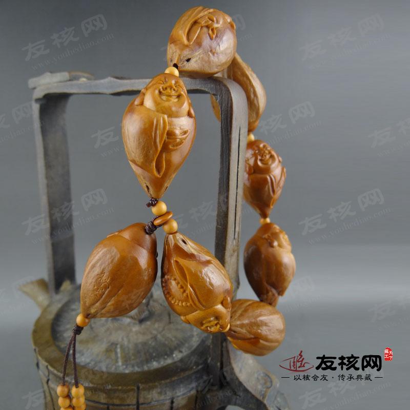 秋实 八宝弥勒 橄榄核 手串 落款