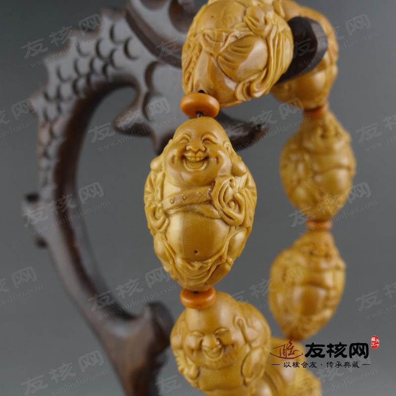 苏工橄榄核雕 阿健 八大弥勒 手串 细节