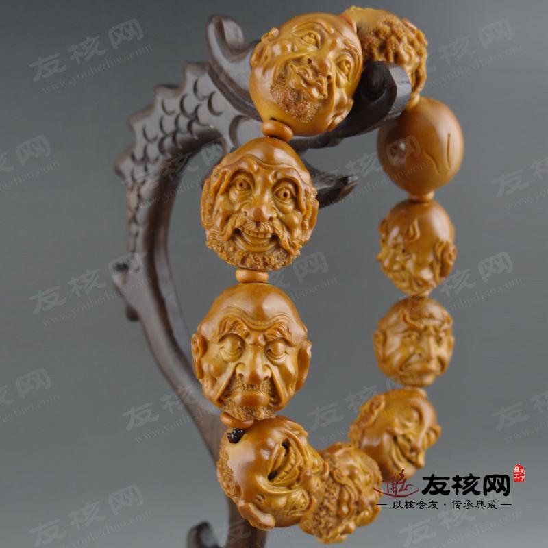 苏工核雕 名家刘小琴 双面十八罗汉 手串 侧面