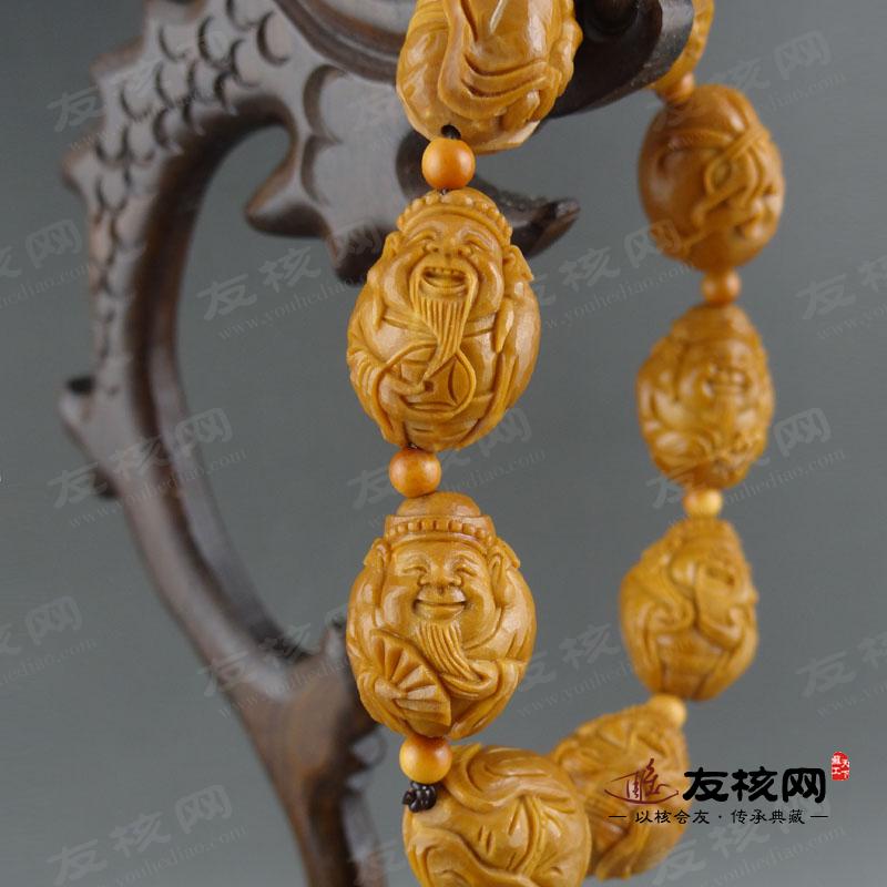 苏工核雕 丁伟 小财神 手串 细节