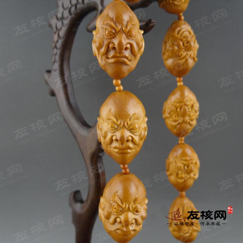 橄榄核雕文玩 春洁 单面十八罗汉 长串苏工 局部图
