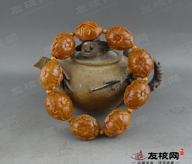苏工橄榄核雕 高梅 牛气冲天 手串 背面