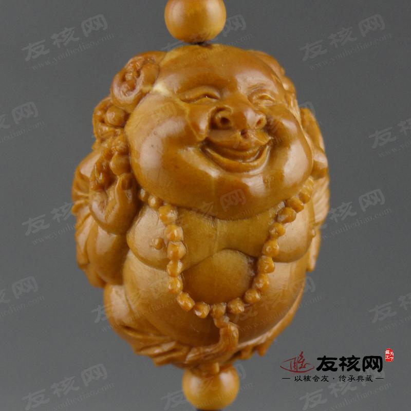 叶家龙 童子戏弥勒 橄榄核雕文玩 2.3大核 正面