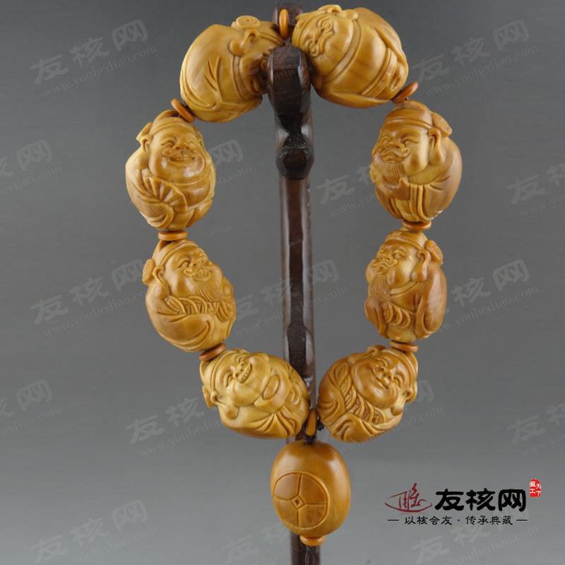 苏工核雕 郁松 财神 手串 正面