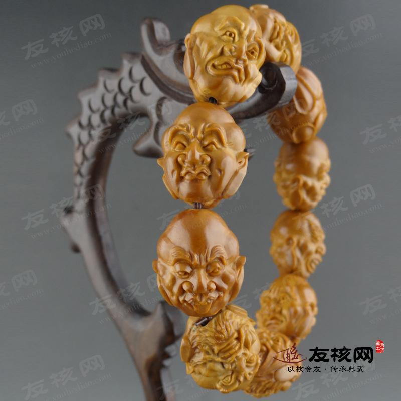 橄榄核 敏华 双面十八罗汉 手串 侧面图