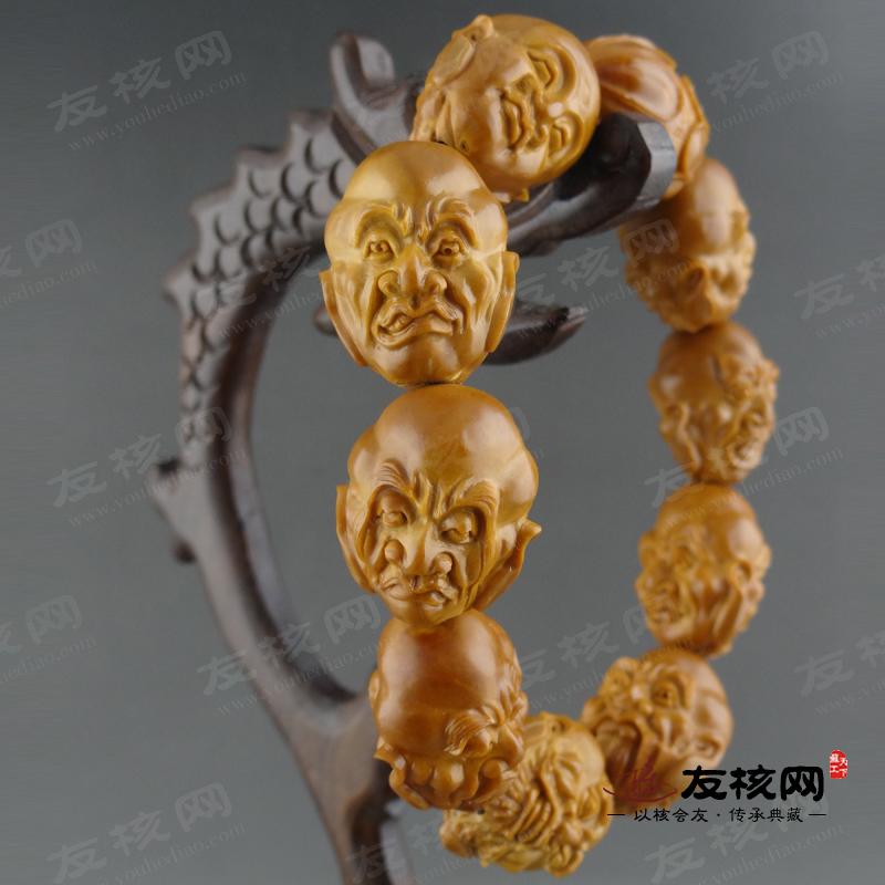 橄榄核 敏华 双面十八罗汉 手串 局部图