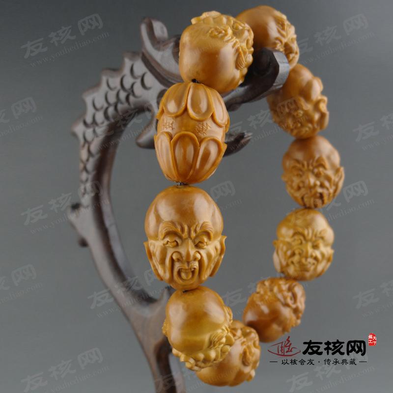橄榄核 敏华 双面十八罗汉 手串落款图