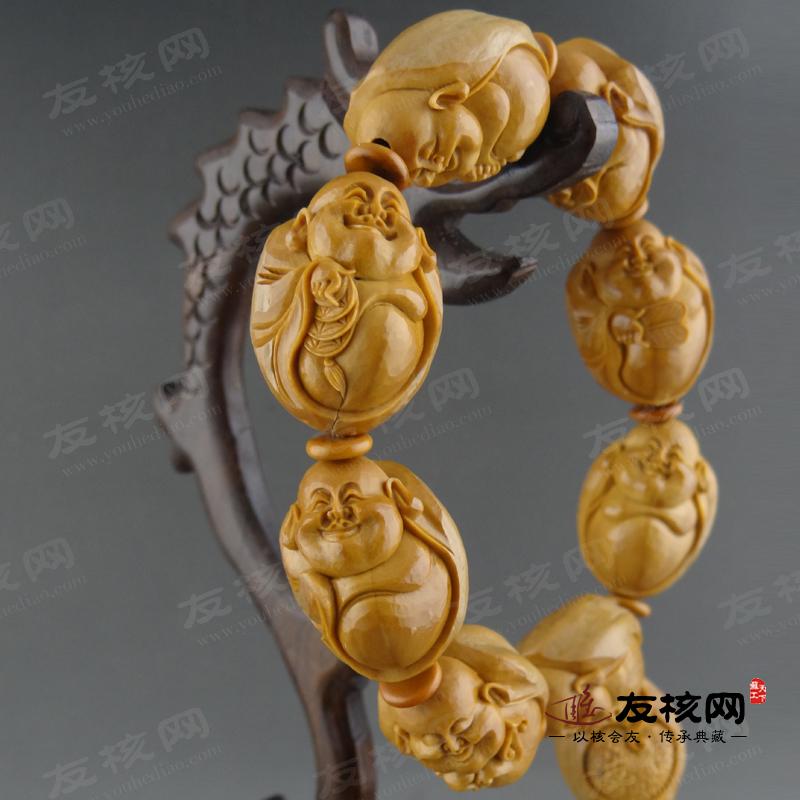 苏工核雕 张秀娟 弥勒 手串 细节
