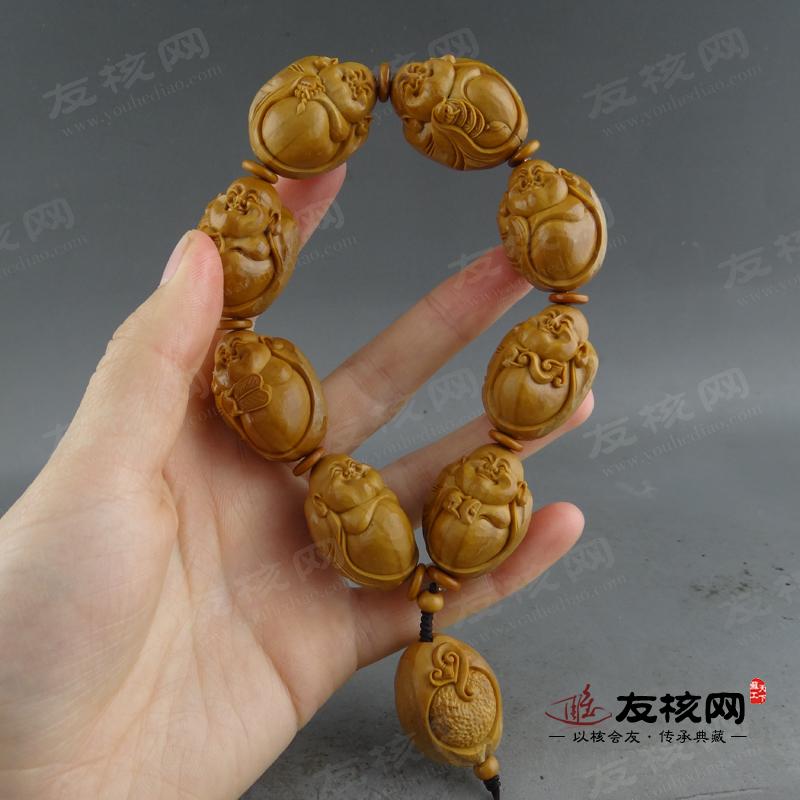 苏工核雕 张秀娟 弥勒 手串 细节
