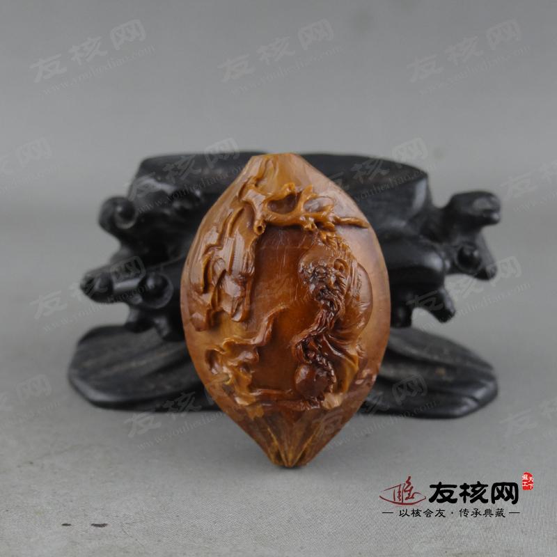 袁清华 达摩悟禅单籽 苏工橄榄核雕 正面
